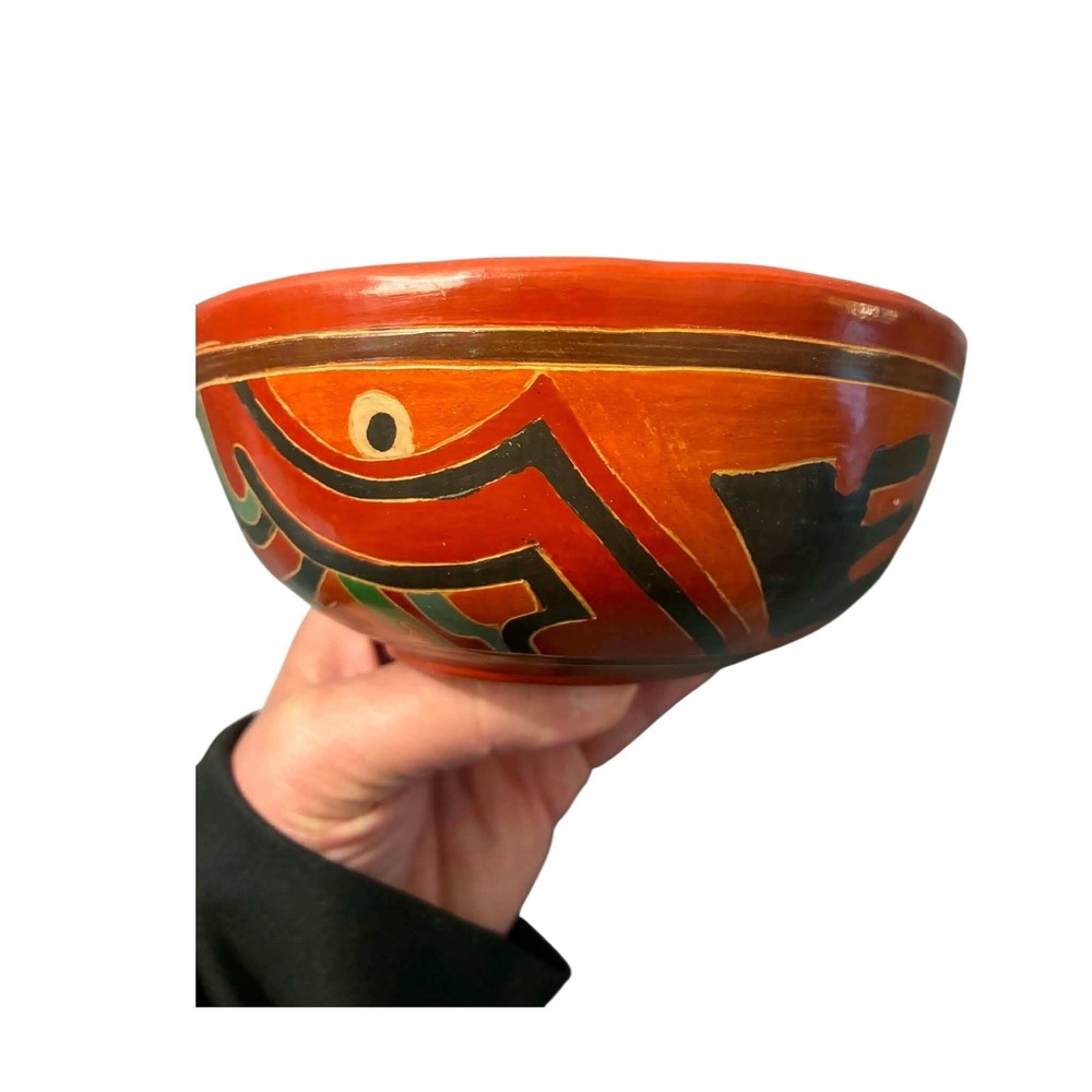 Horacio Salazar Nicaragua Pottery Bowl Hand Painted San Juan de Oriente Folk Art